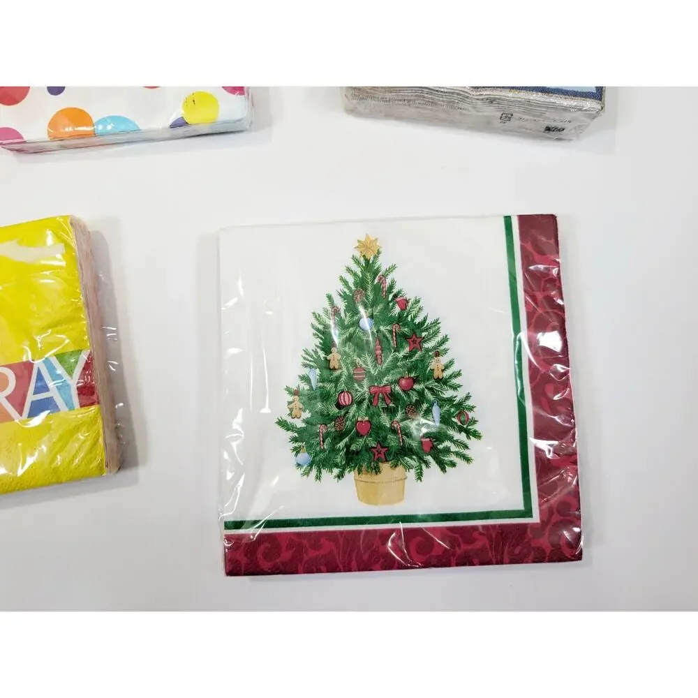 Mixed Lot Paper Napkins 9 Packages Christmas Party Beverage Lunch 196 Pieces
